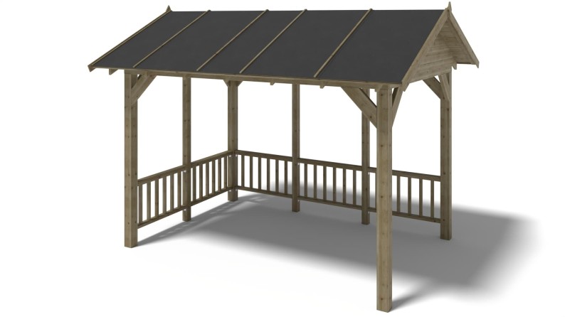 Pérgola de jardín 4.04x3.06 m con paneles - Impregnada