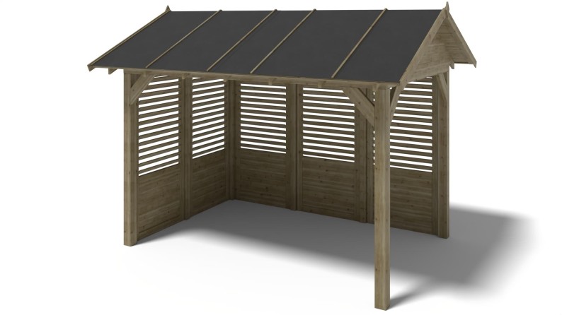 Pérgola de jardín 4.04x3.06 m con paneles - Impregnada