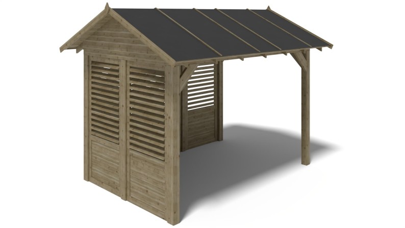 Pérgola de jardín 4.04x3.06 m con paneles - Impregnada