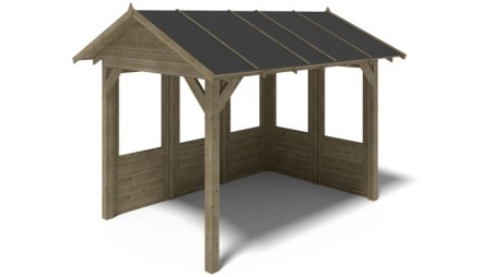 Pérgola de jardín 4.04x3.06 m con paneles - Impregnada