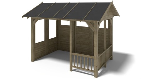 Pérgola de jardín 4.04x3.06 m con paneles - Impregnada