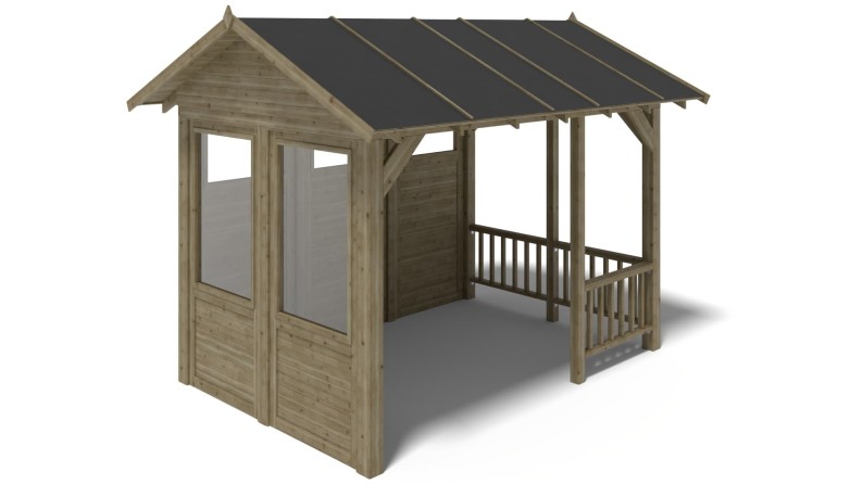 Pérgola de jardín 4.04x3.06 m con paneles - Impregnada