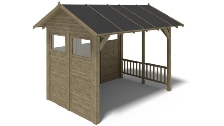 Pérgola de jardín 4.04x3.06 m con paneles - Impregnada
