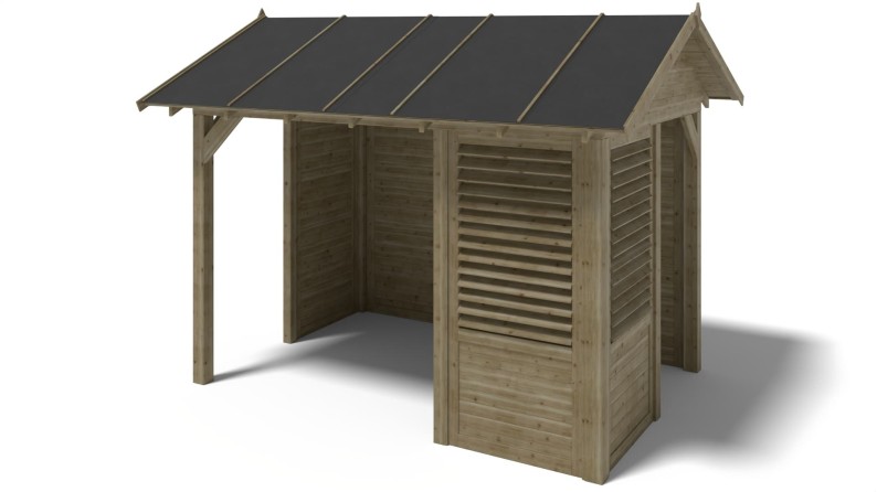 Pérgola de jardín 4.04x3.06 m con paneles - Impregnada