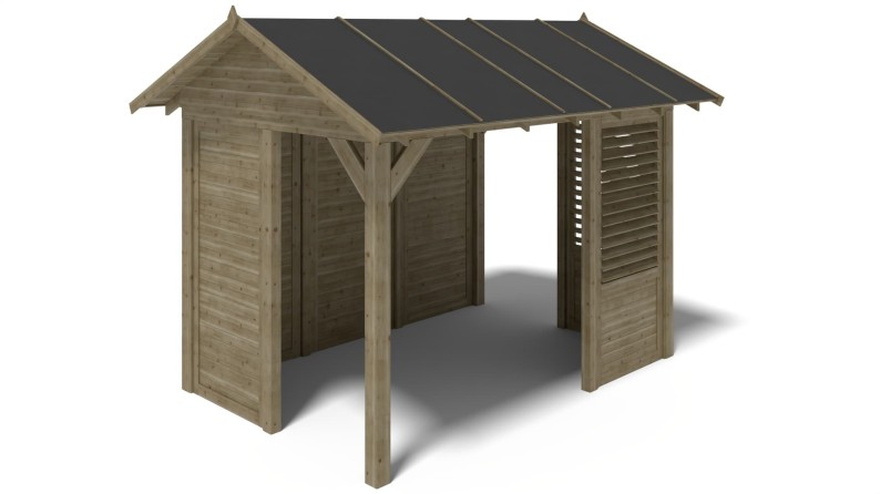 Pérgola de jardín 4.04x3.06 m con paneles - Impregnada