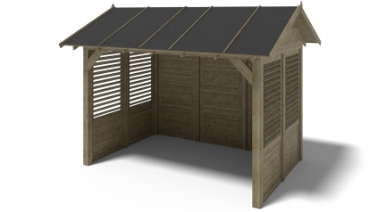 Pérgola de jardín 4.04x3.06 m con paneles - Impregnada