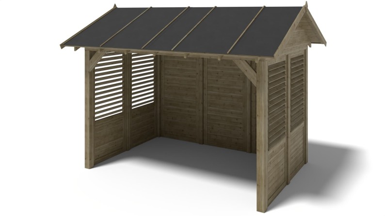 Pérgola de jardín 4.04x3.06 m con paneles - Impregnada