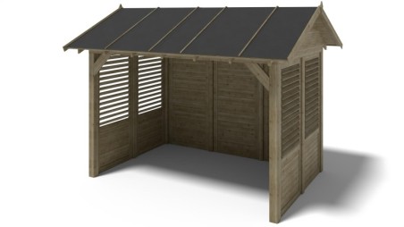 Pérgola de jardín 4.04x3.06 m con paneles - Impregnada