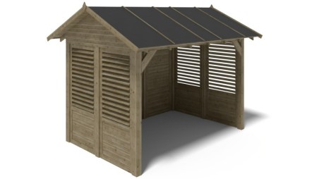 Pérgola de jardín 4.04x3.06 m con paneles - Impregnada