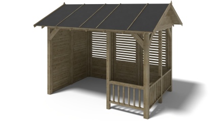 Pérgola de jardín 4.04x3.06 m con paneles - Impregnada