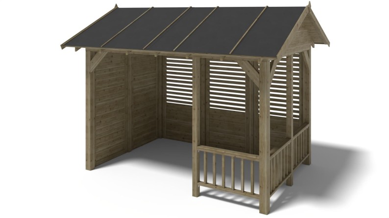 Pérgola de jardín 4.04x3.06 m con paneles - Impregnada