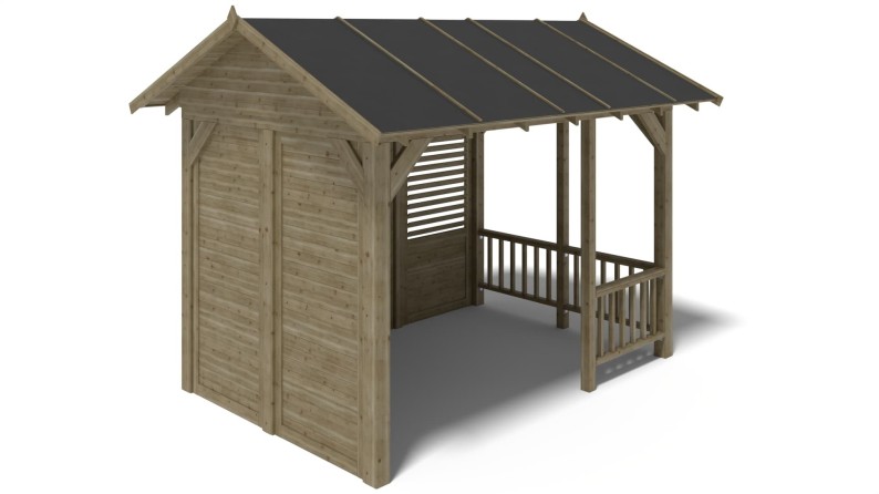 Pérgola de jardín 4.04x3.06 m con paneles - Impregnada