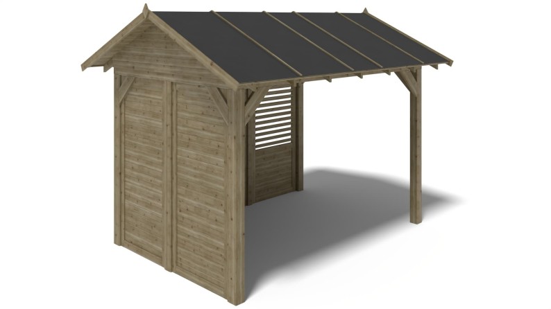 Pérgola de jardín 4.04x3.06 m con paneles - Impregnada