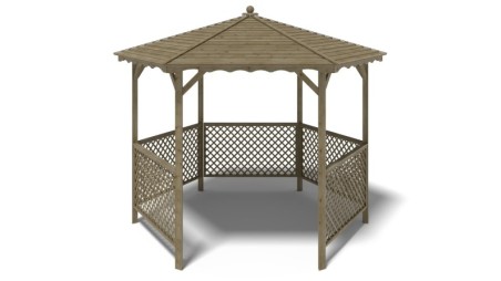 Pérgola de jardín, cenador parasol 3.38x2.79 m - Impregnada