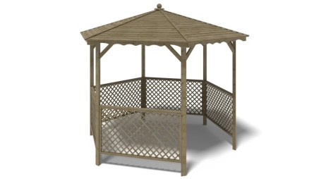 Pérgola de jardín, cenador parasol 3.38x2.79 m - Impregnada