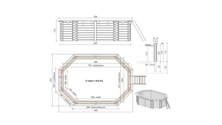 Piscina de madera Nemo 4.3x3 - H.1.18 m vigas a encastrar