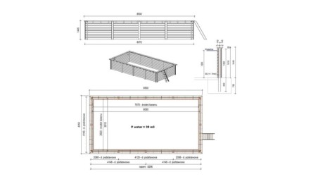 Piscina de madera Aqua 8.5x4.35 - H.1.45 m vigas a encastrar