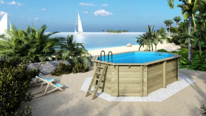 Piscina de madera Nemo 5.79x3.49 - H.1.45 m vigas a atornillar