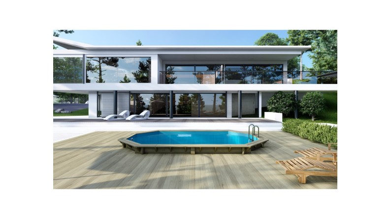Piscina de madera Nemo 5.79x3.49 - H.1.45 m vigas a atornillar
