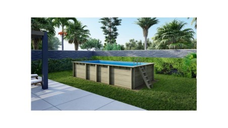 Piscina de madera Aqua 7x3.75 - H.1.45 m con marco de acero
