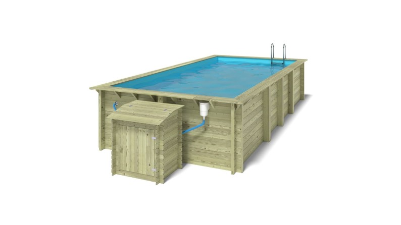 Piscina de madera Aqua 7x3.75 - H.1.45 m con marco de acero