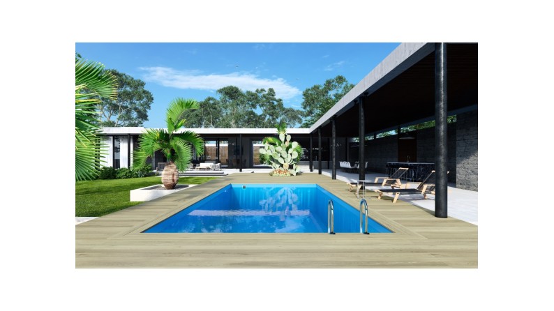 Piscina de madera Aqua 8.5x4.35 - H.1.45 m con marco de acero