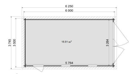 Garaje de madera 21 m2 - 3.5x6 m - 28 mm - Color: marrón Impregnado