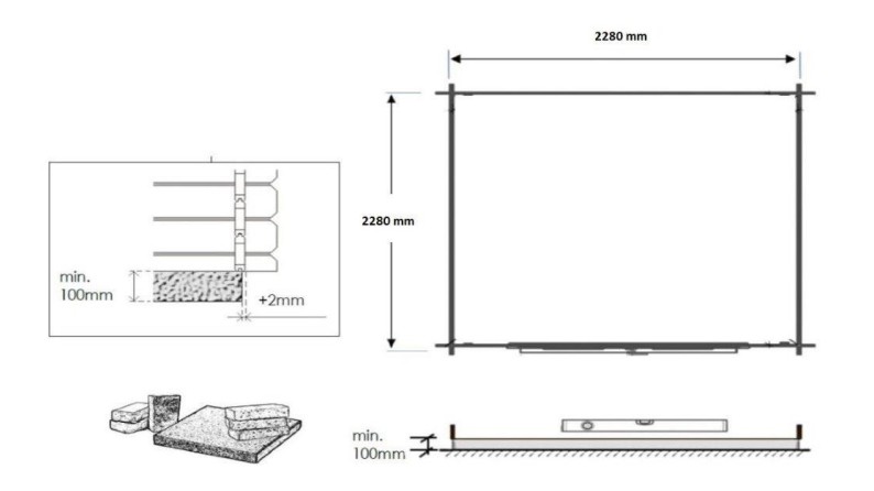 Caseta de jardin de madera 6.05 m2 - 2.46x2.46 m - 19 mm  