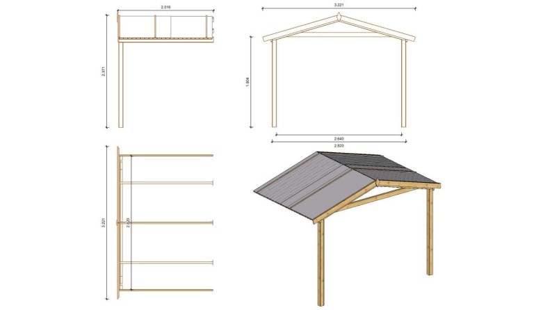 Caseta de jardín de madera-3x3 m - 15 m2 con terraza