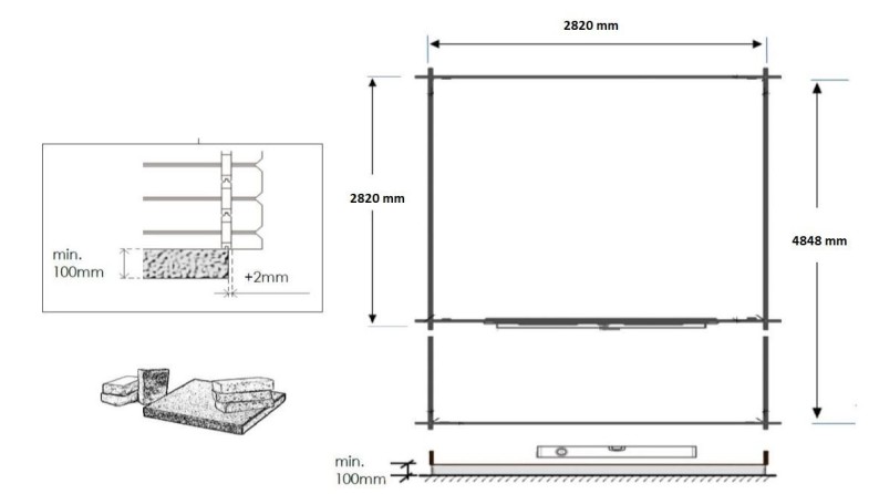 Caseta de jardín de madera-3x3 m - 15 m2 con terraza- Impregnada