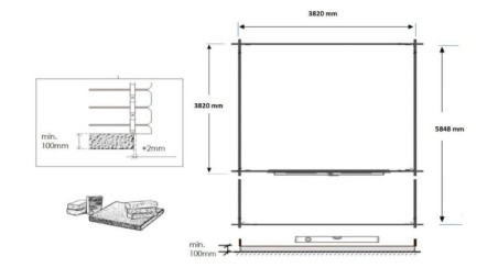 Caseta de jardín de madera-4x4 m - 24 m2 con terraza