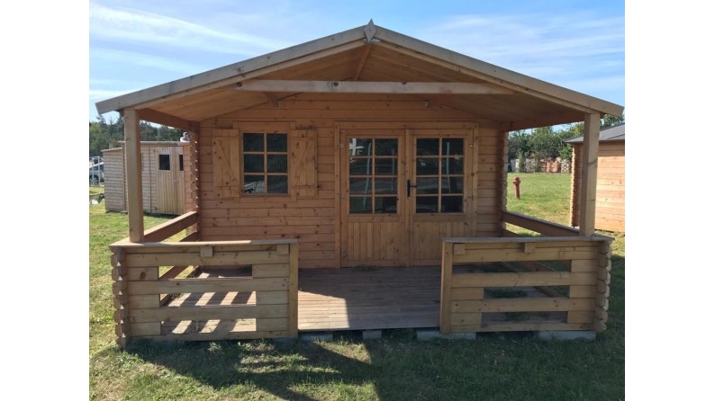 Caseta de jardín de madera-4x4 m - 24 m2 con terraza