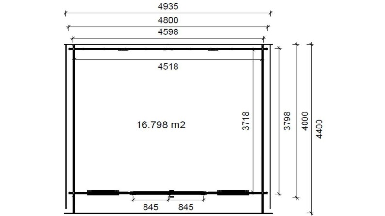 Caseta de jardín de madera 19.2 m2 - 4.8x4 m - 40 mm