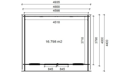Caseta de jardín de madera 19.2 m2 - 4.8x4 m - 40 mm