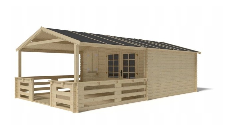 Caseta de jardín de madera-4x4 m - 28 m2 con terraza