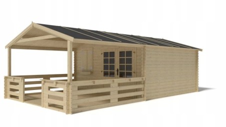 Caseta de jardín de madera-4x4 m - 28 m2 con terraza