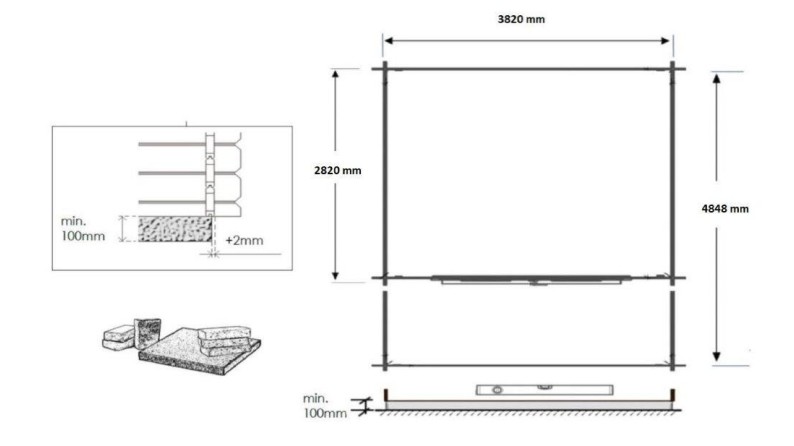 Caseta de jardín de madera-4x3 m - 20 m2 con terraza