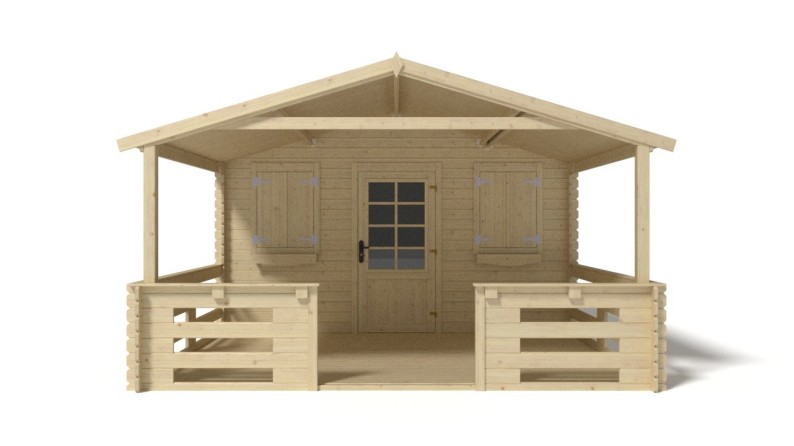 Caseta de jardín de madera-4x3 m - 24 m2 con terraza