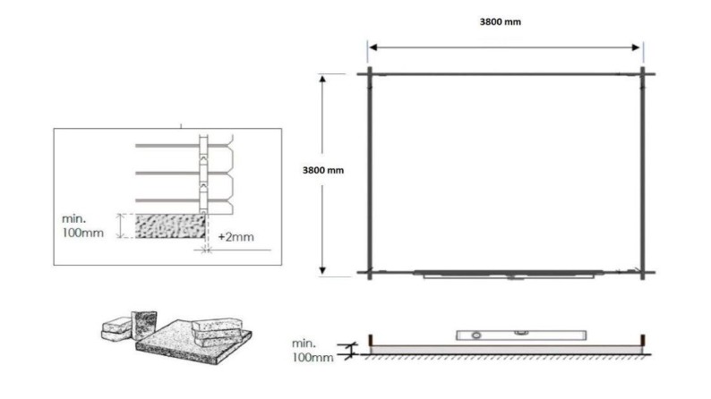 Caseta de jardín de madera 16 m2 - 4x4 m - 40 mm