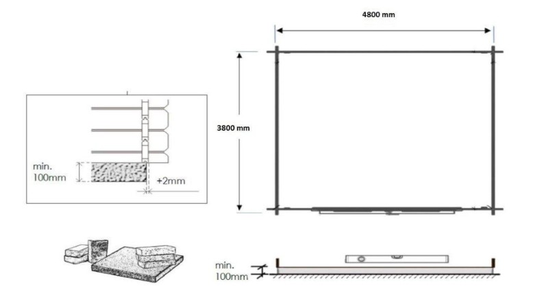 Caseta de jardín de madera 20 m2 - 5x4 m - 45 mm - impregnada