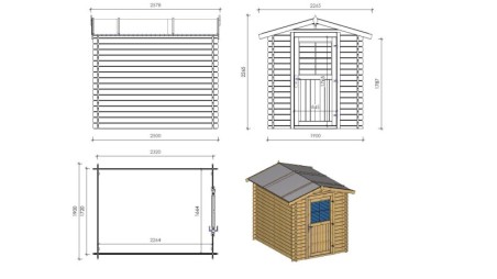Caseta de jardin de madera 4.75 m2 - 1.9x2.5 m - 28 mm  