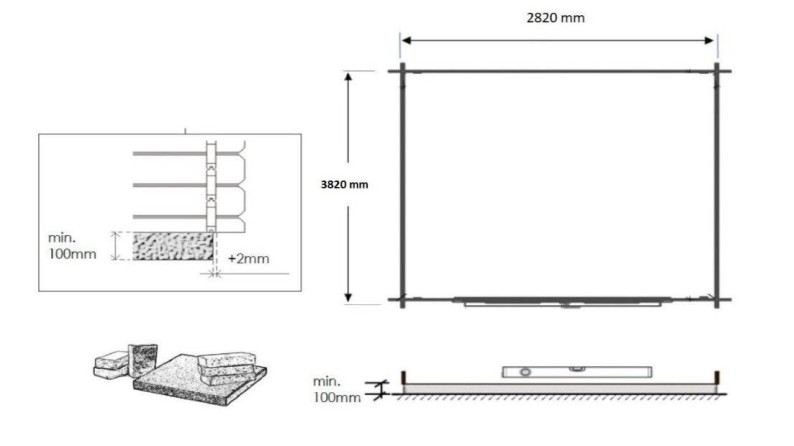 Caseta de jardín de madera 12 m2 - 3x4 m - 28 mm