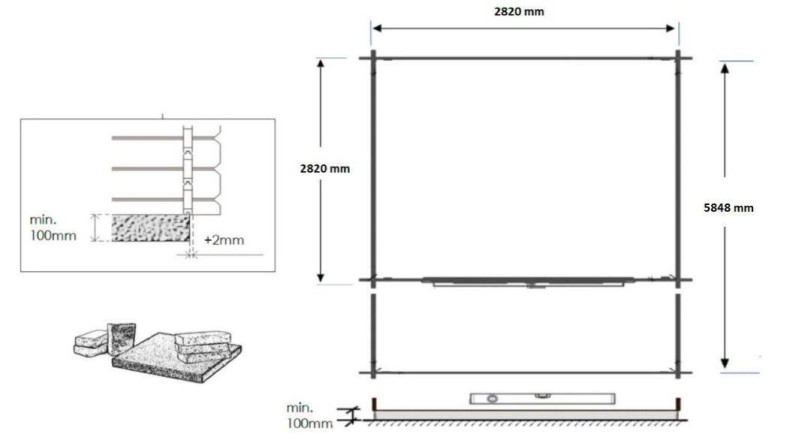Caseta de jardín de madera-3x3 m - 18 m2 con terraza