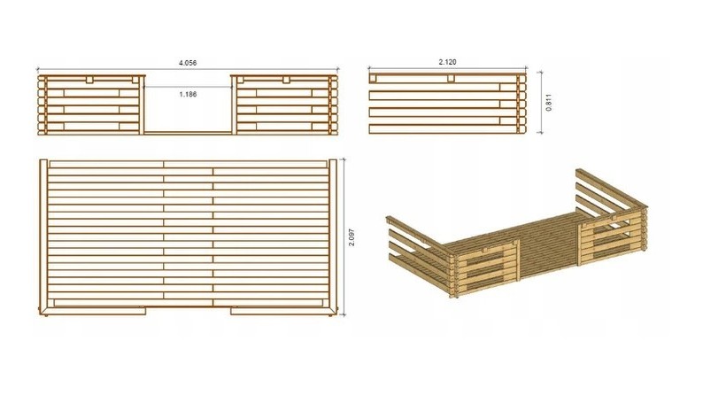 Caseta de jardín de madera-4x3 m - 20 m2 con terraza
