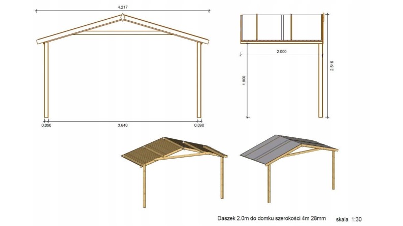 Caseta de jardín de madera-4x3 m - 20 m2 con terraza