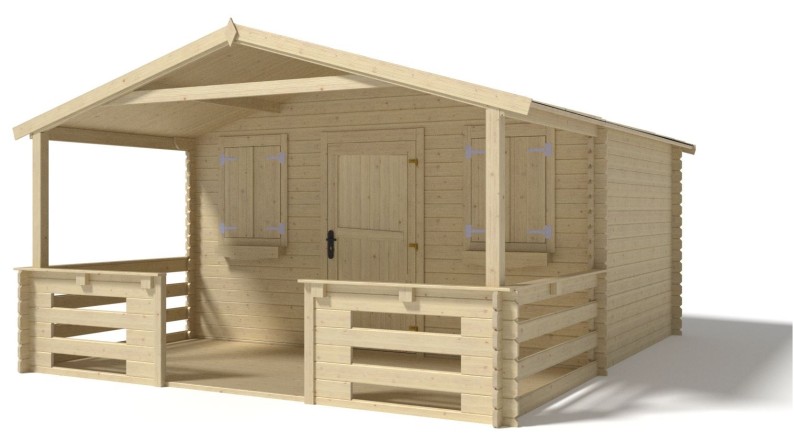 Caseta de jardín de madera-4x3 m - 24 m2 con terraza
