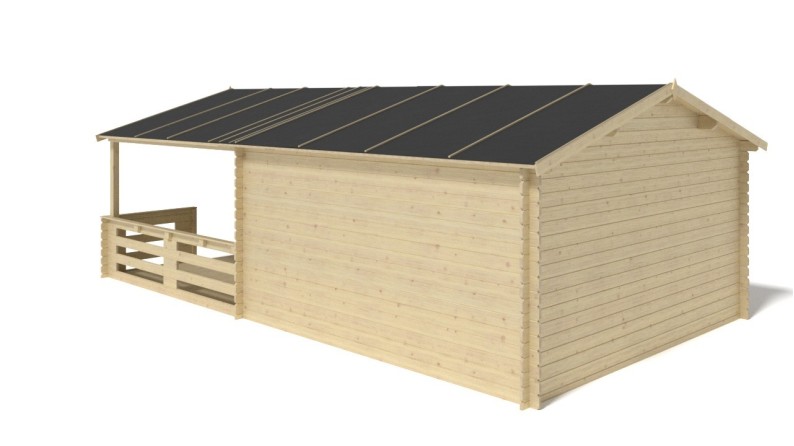 Caseta de jardín de madera-4x3 m - 24 m2 con terraza