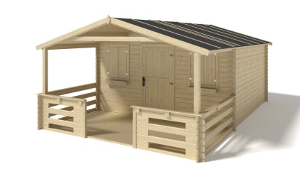 Caseta de jardín de madera-4x4 m - 24 m2 con terraza