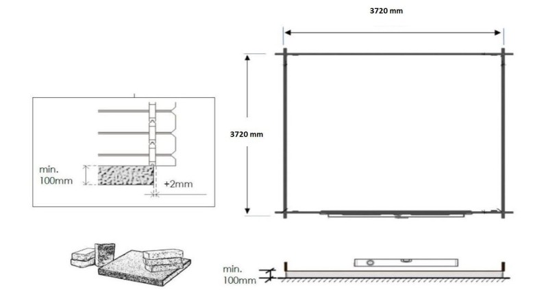 Caseta de jardín de madera 15.2 m2 - 3.9x3.9 m - 34 mm - impregnada