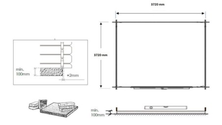 Caseta de jardín de madera 15.2 m2 - 3.9x3.9 m - 34 mm - impregnada